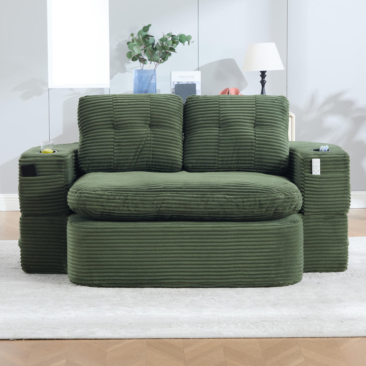 SCHLAFSOFA 2-in-1 Cordstoff Liegefunktion - Smaragdgrün, Textil (165/61/97cm) - Urban Meuble