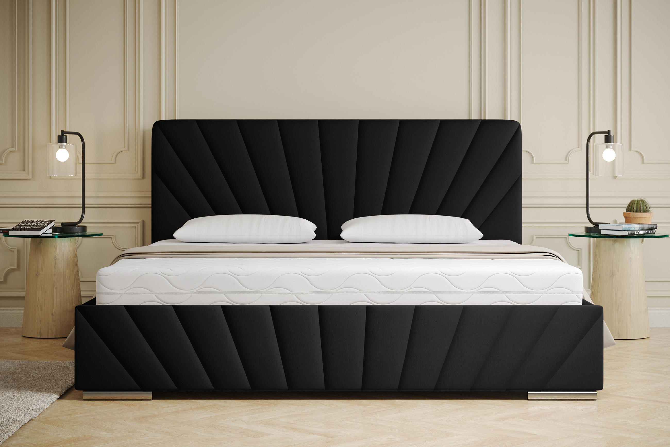 POLSTERBETT Ray 100 x 200 cm mit Bettkasten, Lattenrost und Bonnelmatratze - schwarz - Schwarz, Holz (100/200cm) - Panda Möbel