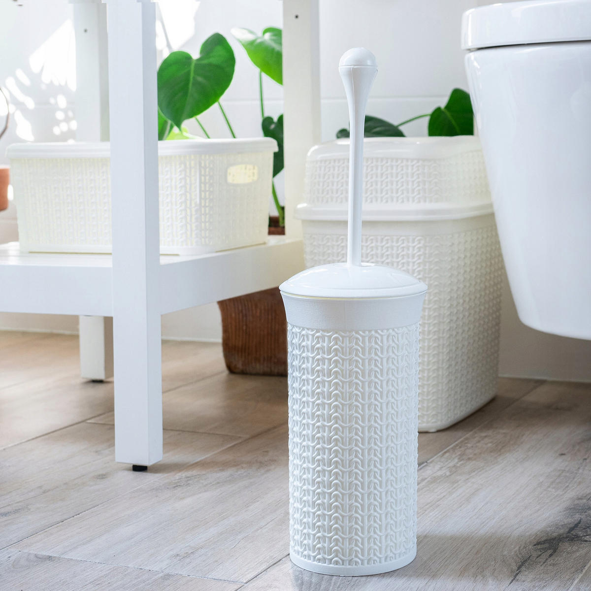 WC-BÜRSTE mit Schüssel 40 cm, weiß - Weiß, Kunststoff (10/40cm) - KADAX