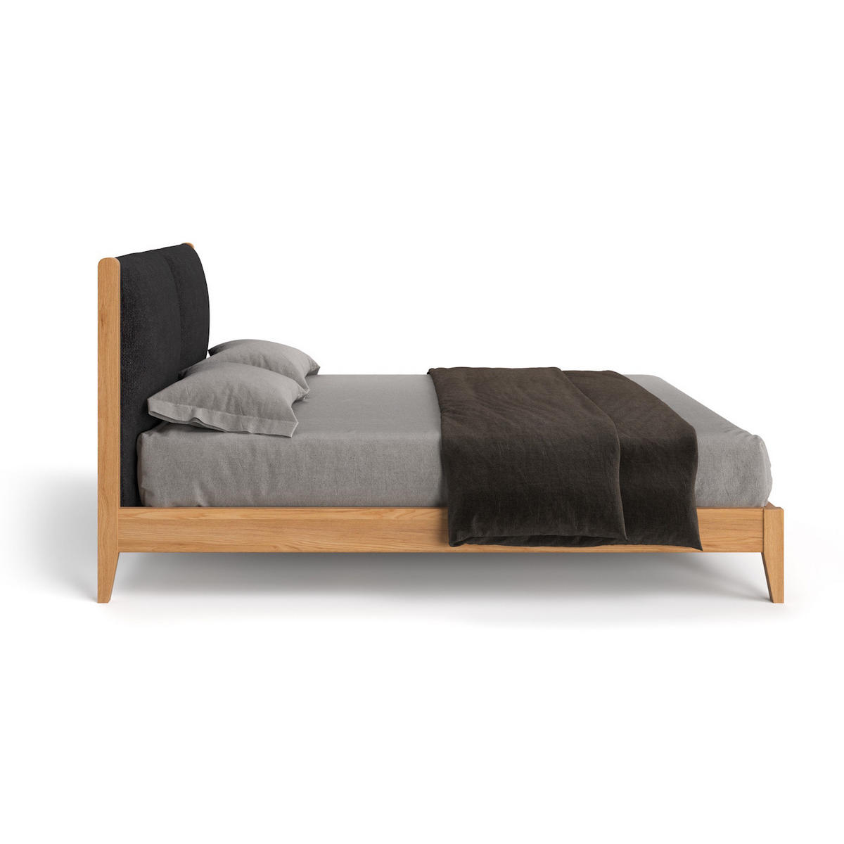 MASSIVHOLZBETT Vena aus Eiche 200x220 cm, Storm 99 - Eichefarben/Schwarz, Holz (200/220cm) - Danzz