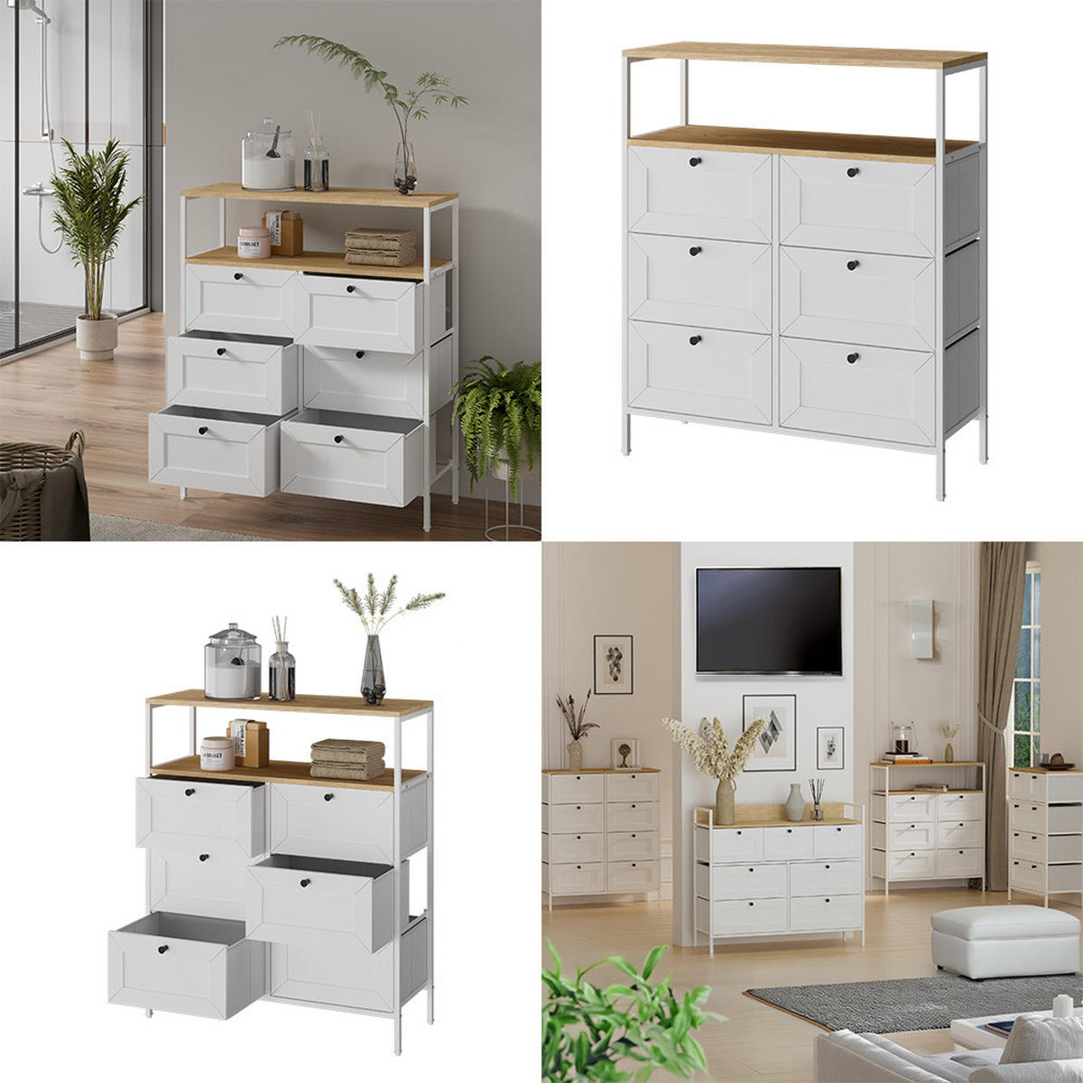 KOMMODE Belaro Weiß 80 x 95 cm 6 Schubladen - Weiß, Holzwerkstoff (80/95/30cm) - Vicco