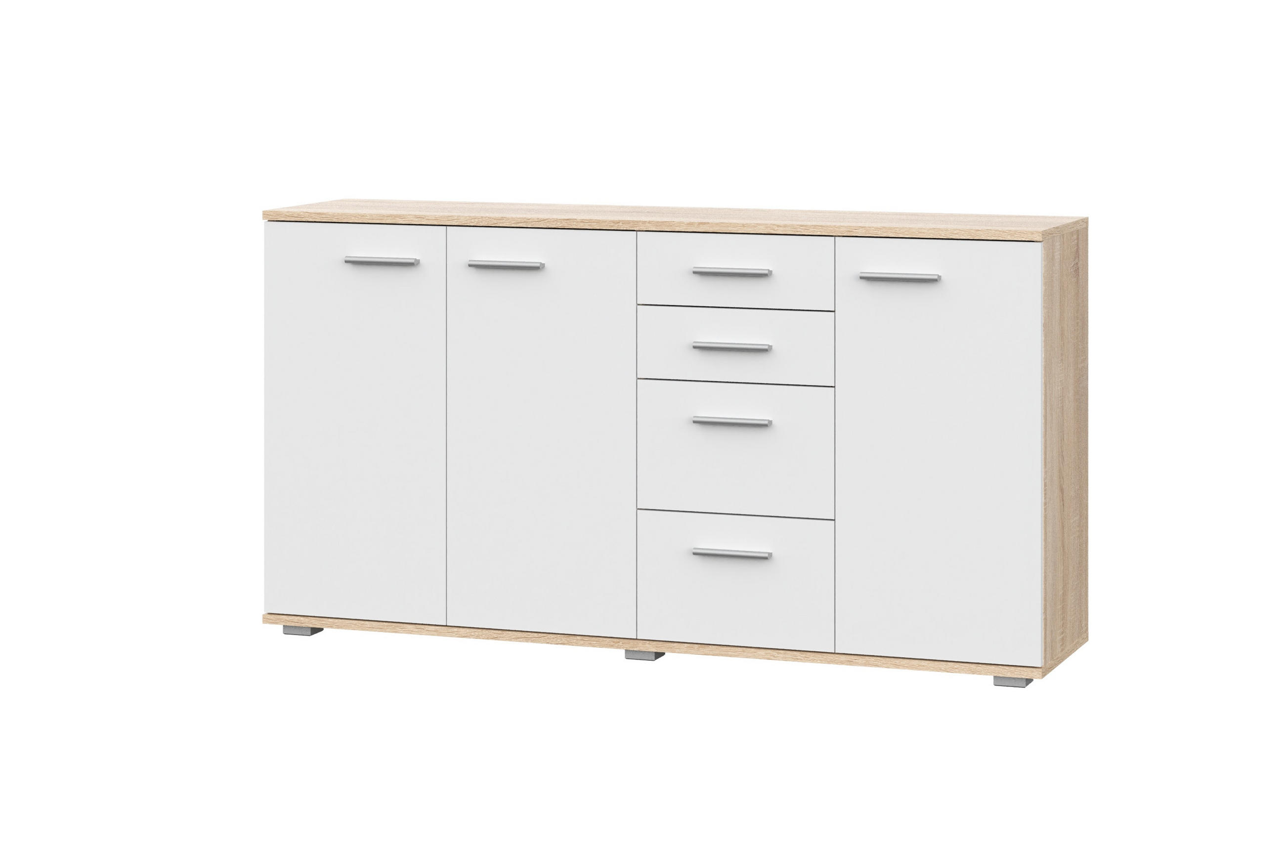 KOMMODE Sonoma Eiche, Weiß 138/74/34 - Weiß/Sonoma Eiche, Holzwerkstoff (138/74/34cm) - RAUMHIRSCH FURNITURE