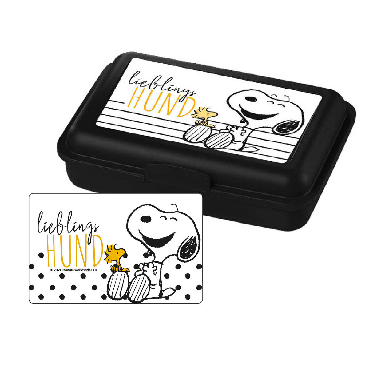BROTDOSE The Peanuts Snoopy Lieblings Hund Schwarz 17,5 x 12,8 x 6,9 cm - Schwarz, Kunststoff (17.5/6.9/12.8cm) - United Labels