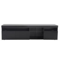 TV-LOWBOARD 180/35/48 cm mit 3 Türen und LED-Beleuchtung - Schwarz, Holzwerkstoff (180/48/35cm) - BEAOK