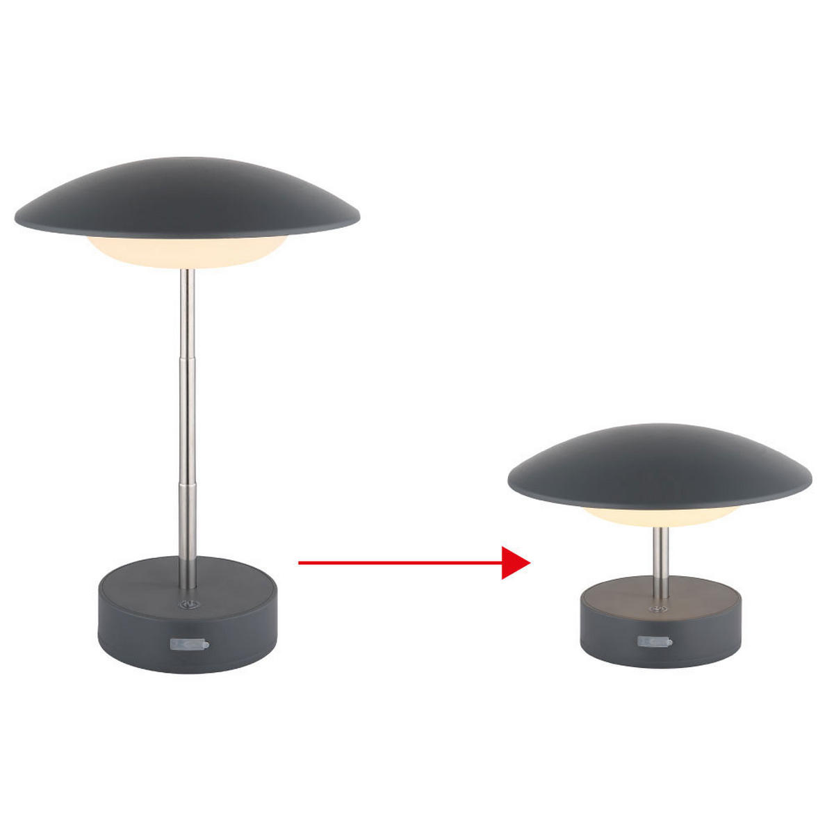 LED TISCHLEUCHTE TOMO Anthrazit - Anthrazit, Metall (15/19/26cm) - Globo Lighting