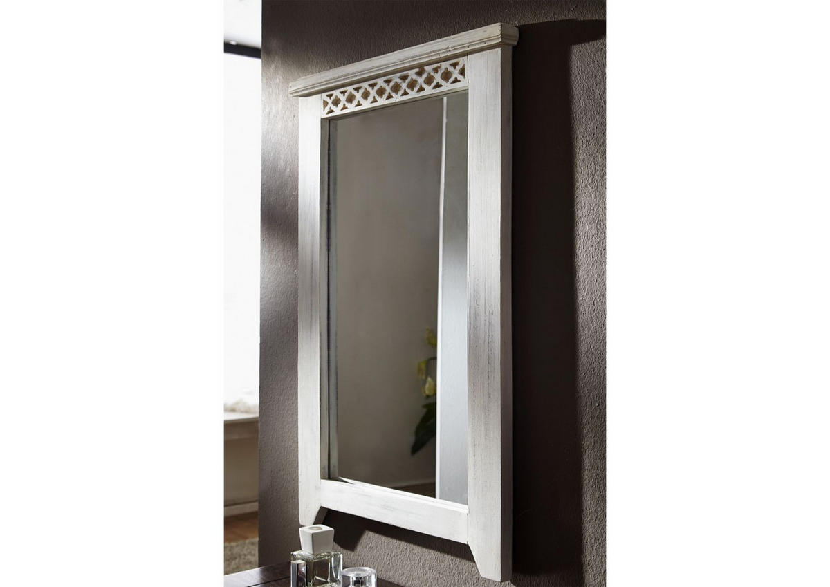 SPIEGEL Mango / Akazie 60x3x90 weiß gewachst CASTLE-ANTIK #227 - Weiß, Holz (60/90/3cm) - Massivmoebel24
