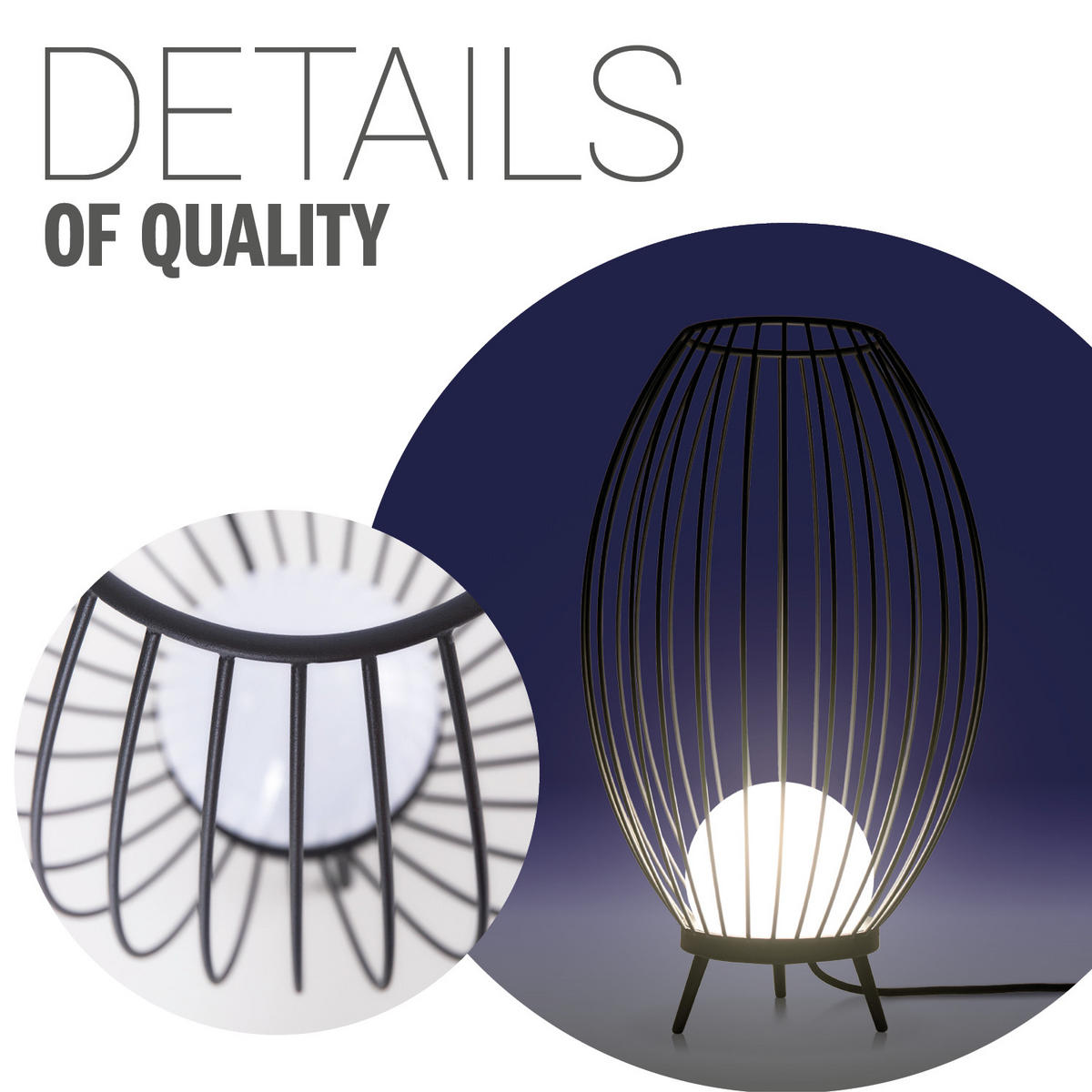 STEHLEUCHTE Auzzurra - Anthrazit, Metall (36/36/57.4cm) - Paco Home