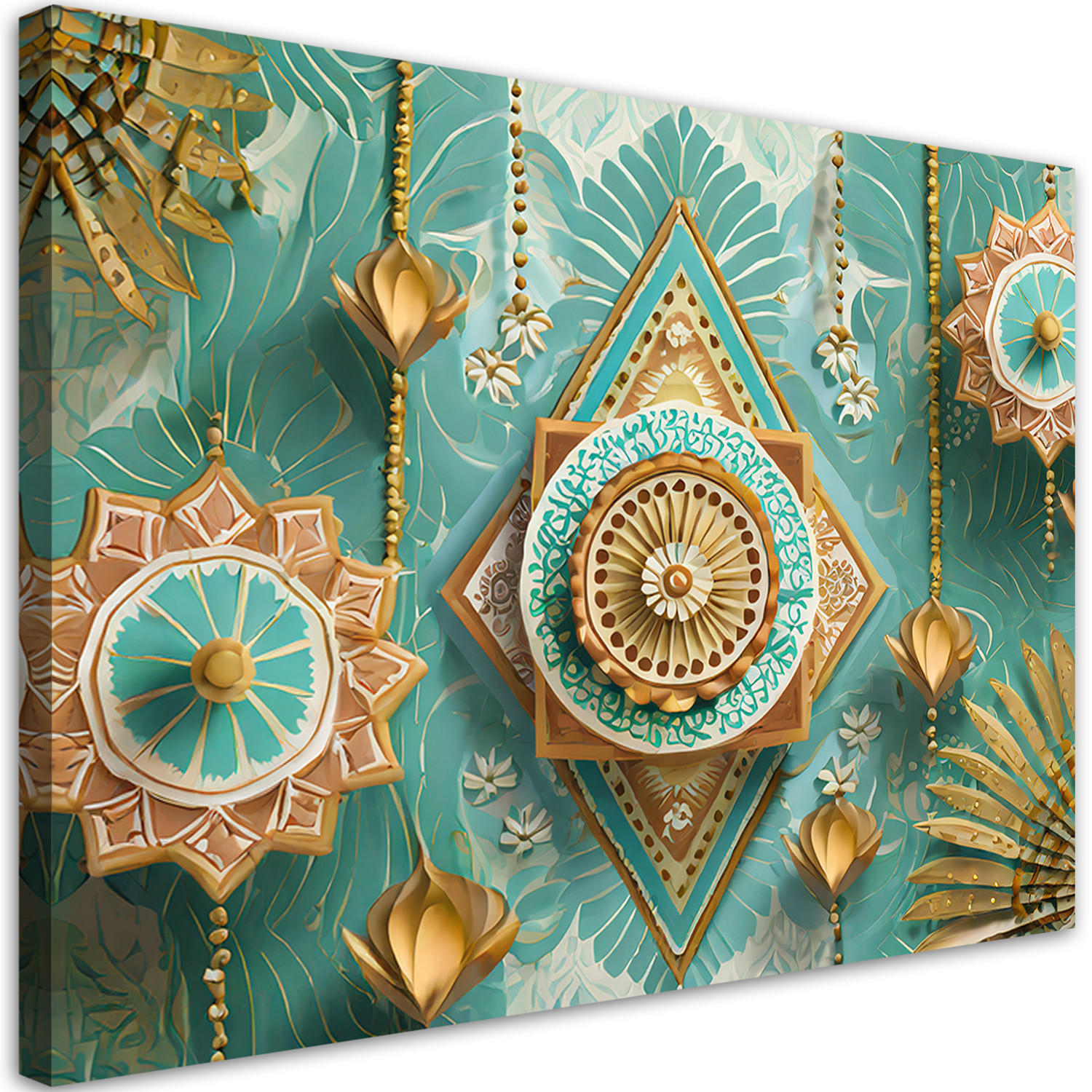 WANDBILD mandala arabisch orientalisch - Blau, Textil (60/40cm) - Feeby