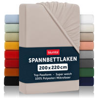 SPANNBETTLAKEN 2er-Set 200/220/30 cm Taupe - Taupe, Textil (200/220cm) - Blumtal