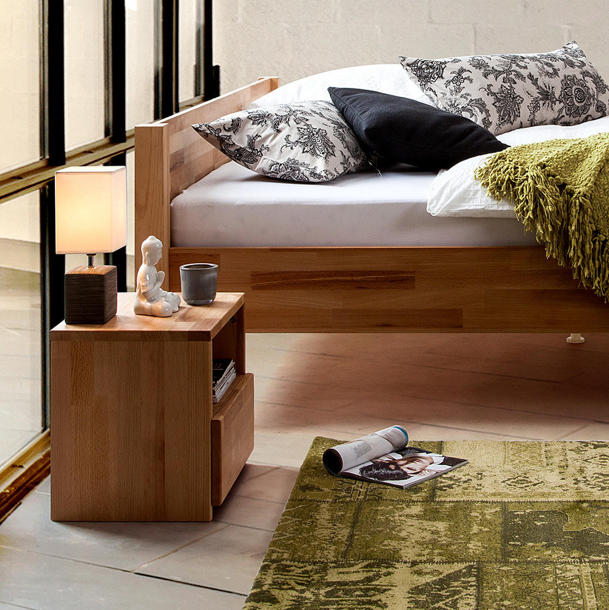 NACHTKOMMODE - Kernbuche massiv - geölt - Kernbuche, Holz (40/37/33cm) - home24