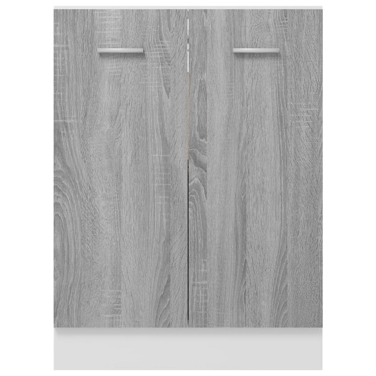 KÜCHENUNTERSCHRANK Lyon mit 2 Türen 60/46/81,5 cm aus Holzwerkstoff Grau Sonoma Dekor - Silbereichenfarben, Holz (60/81.5/46cm) - vidaXL