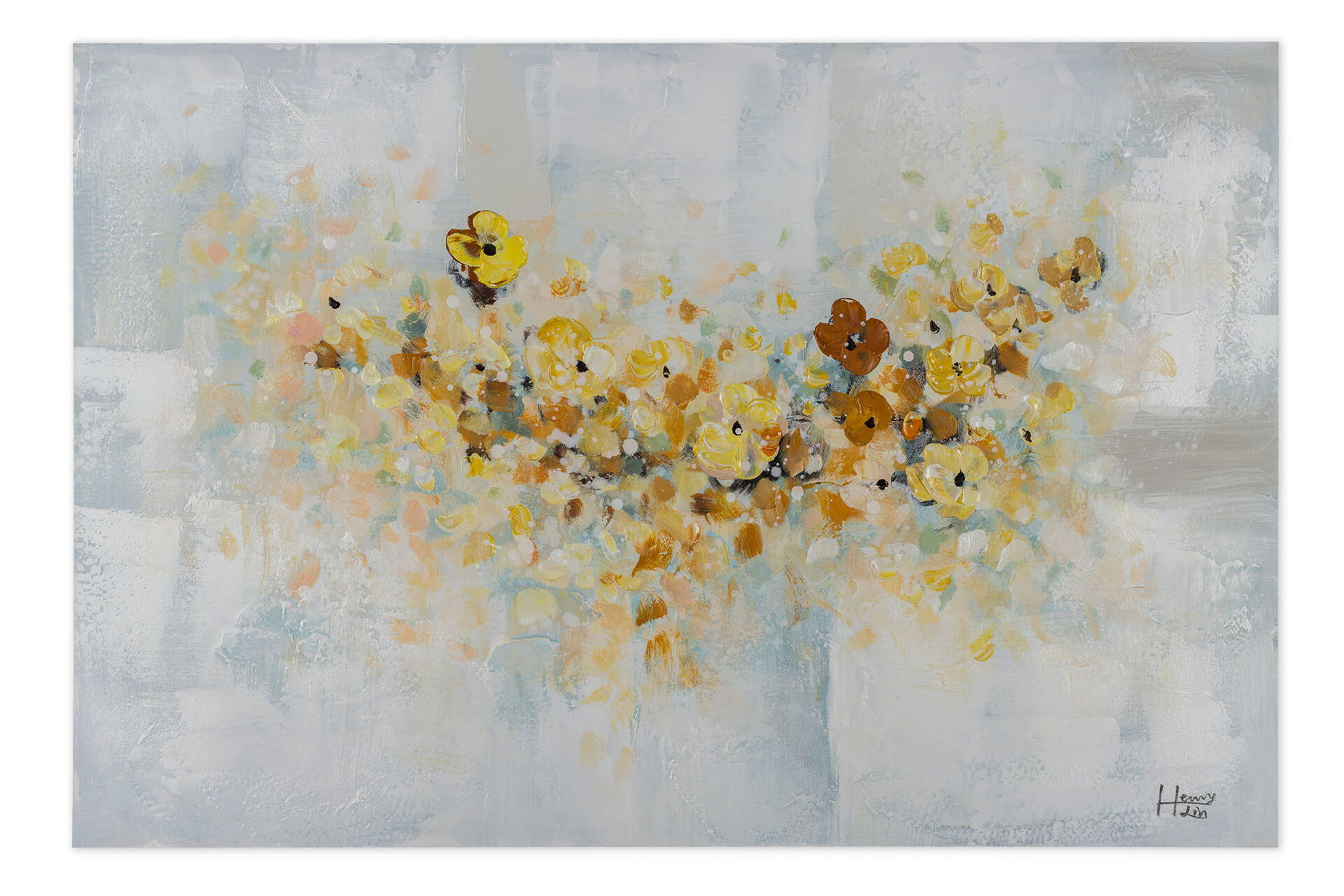 ACRYLBILD HANDGEMALT 90/60 cm - Blau/Gelb, Holz/Textil (1.3/60cm) - KUNSTLOFT