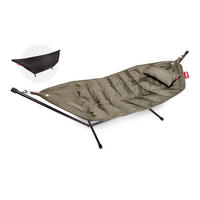 HÄNGEMATTE – Fatboy Headdemock Deluxe Taupe – Outdoor Deluxe für 2 Personen, Metallgestell, Wasserabweisend, UV-beständig, Kissen & Tragetasche - Taupe, Textil (330/110/127cm) - FATBOY