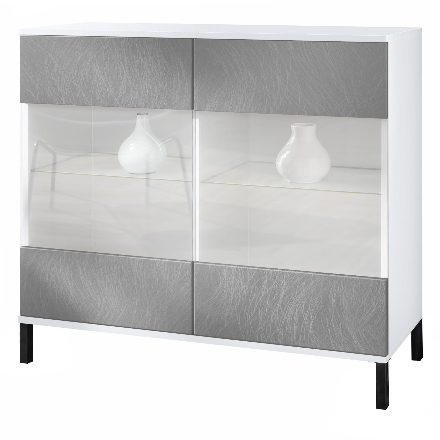 KOMMODE Bari Scratchy Metal - Silberfarben, Holzwerkstoff (92.5/83.5/35cm) - Vladon