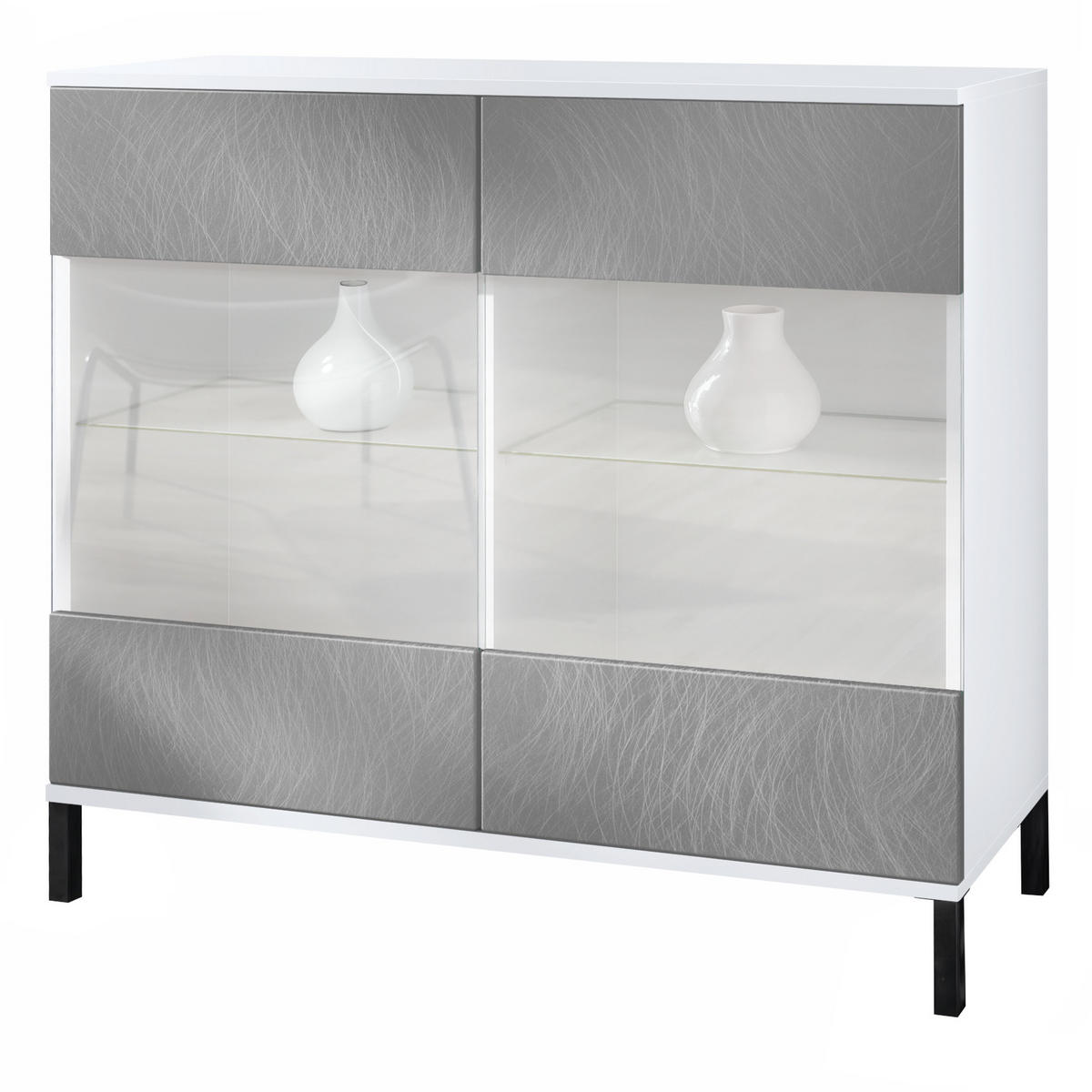KOMMODE Bari Scratchy Metal - Silberfarben, Holzwerkstoff (92.5/83.5/35cm) - Vladon