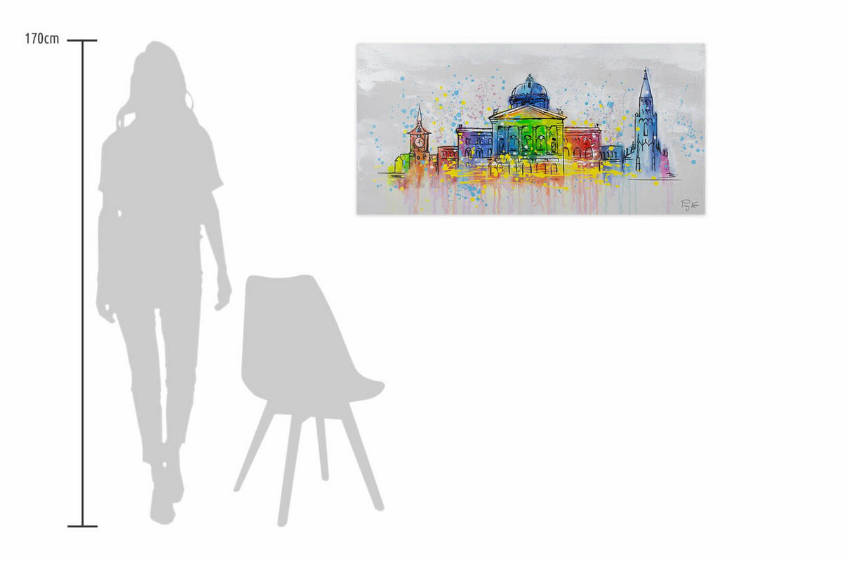 RUČNE MAĽOVANÝ AKRYLOVÝ OBRAZ 120/60 cm, sivý, krajinný motív - sivá, drevo/textil (120/60cm) - KUNSTLOFT