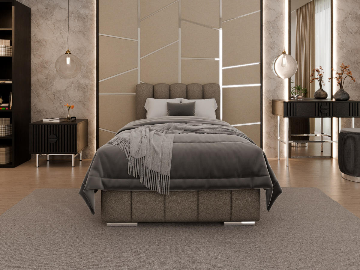 POLSTERBETT Zaira 90x200cm – Elegantes Polsterbett für modernen Wohnstil , Federkernmatratze Bonnel (18cm), braun - Braun, Holz (90/200cm) - Panda Möbel
