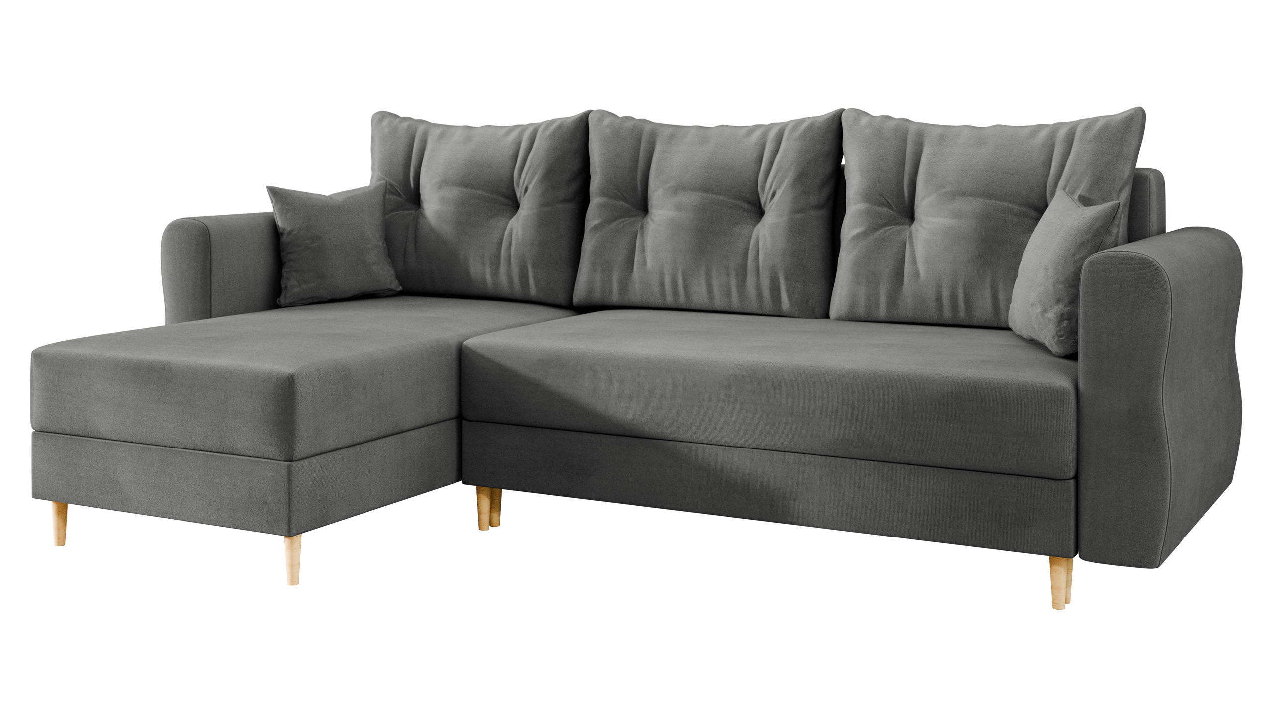 ECKSOFA Zako L - Naturfarben/Grau, Holz/Textil (238/138cm) - MIRJAN24