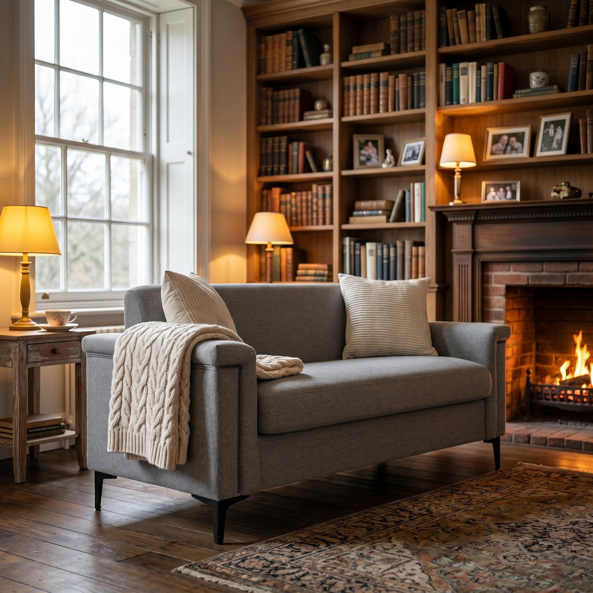 2-SITZER SOFA Leinen Hellgrau mit Metallfüßen - Hellgrau, Holzwerkstoff/Textil (172/81.5/73.5cm) - WISHDOR