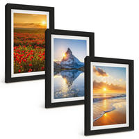 BILDER SET 3er Set - 20x30 cm Schwarzer Rahmen - Landschaften aus Bergen und Meeren im Westen - Schwarz, Kunststoff (20/30cm) - TULUP