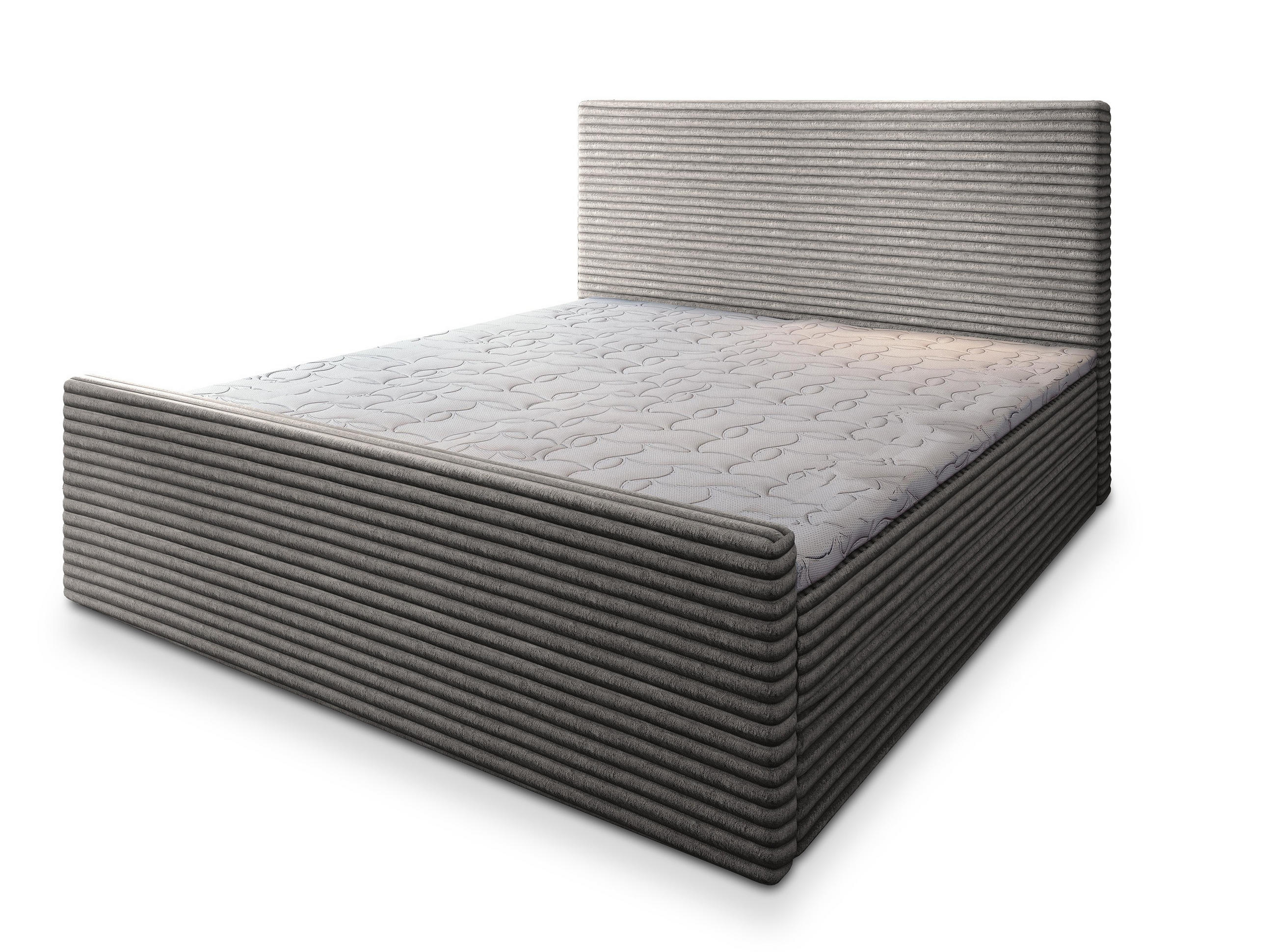 POSTEL BOXSPRING BRENTO 180x200 cm, s matrací a úložným prostorem, světle šedá - světle šedá, kompozitní dřevo/textil (180/200cm) - MASSENO