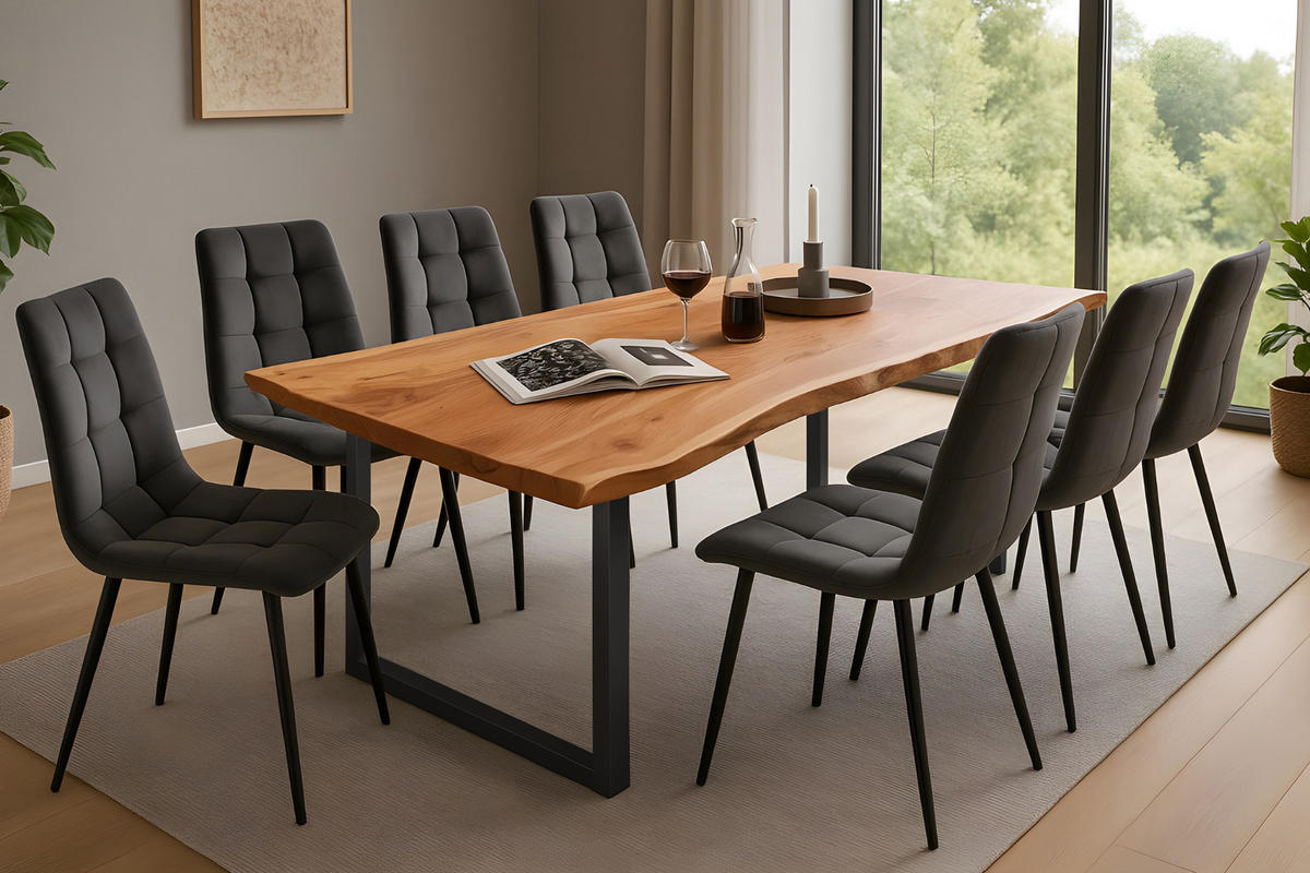 ESSTISCH MAX - Beige/Schwarz, Holz/Metall (90/180/77cm) - SAM