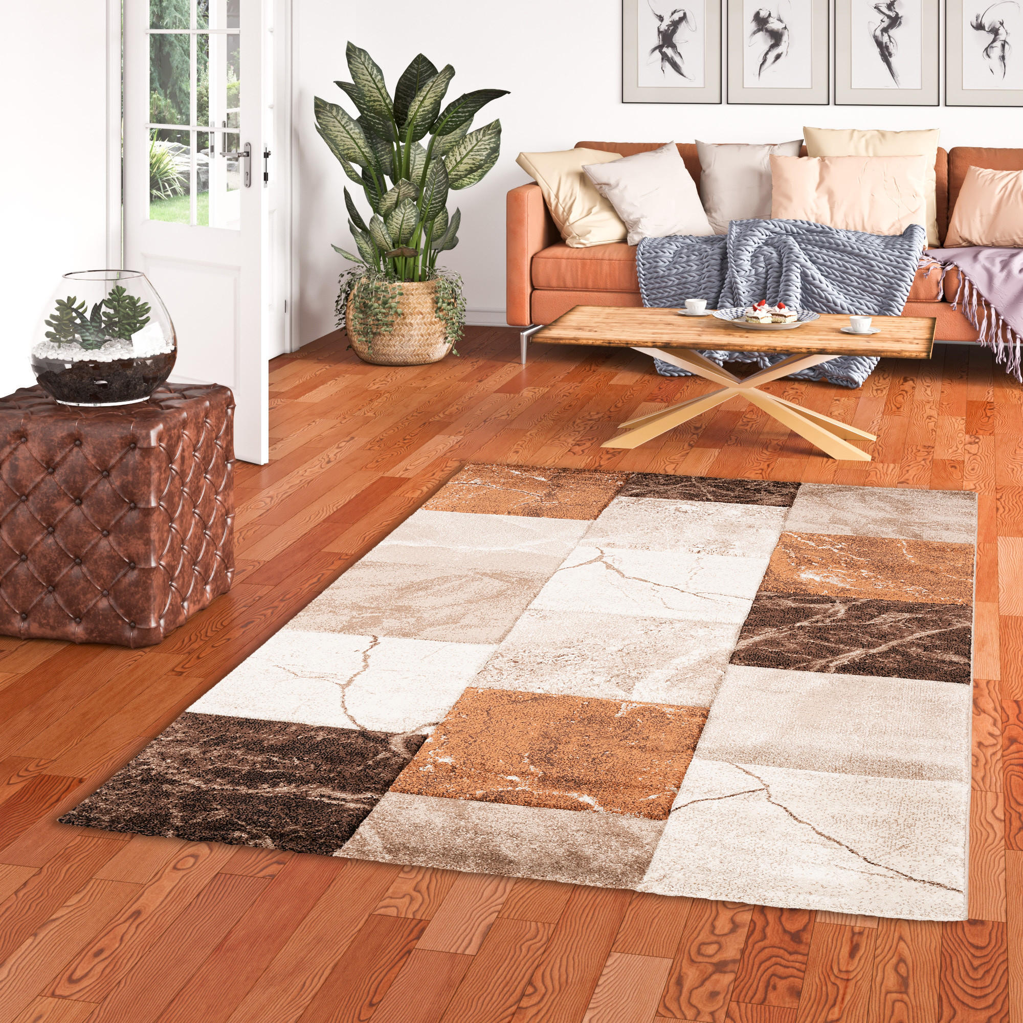 DESIGNER TEPPICH MAUI MARMOR OPTIK - Braun, Textil (160/230cm) - Pergamon