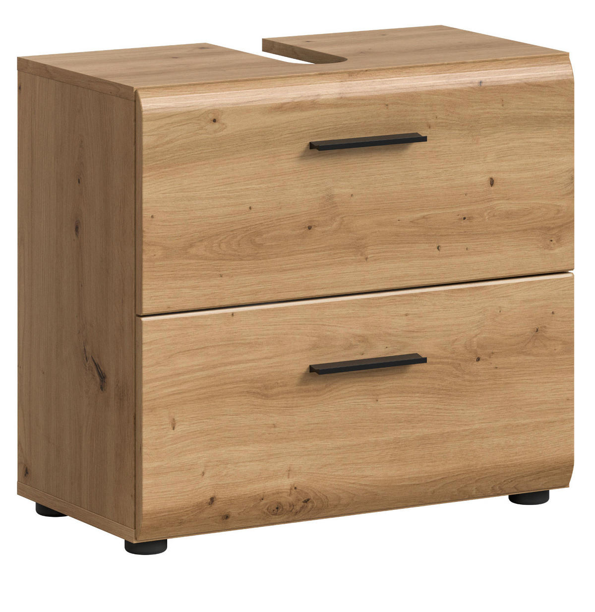 WASCHBECKENUNTERSCHRANK Eiche Artisan, Bad Unterschrank mit Vollauszug Schubkästen, Breite 60 cm - Schwarz/Eiche Artisan, Holzwerkstoff/Kunststoff (60/54/30cm) - Inn.Furn