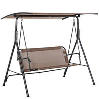 HOLLYWOODSCHAUKEL 172/110/155 cm mit verstellbarem Baldachin und stabilem Metallrahmen, Braun - Braun, Metall (110/155/172cm) - Redom