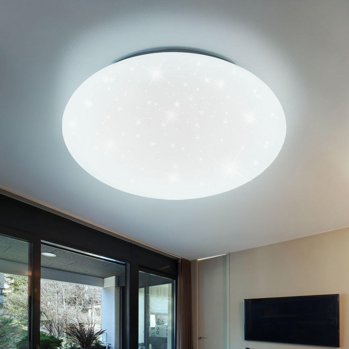 LED DECKENLEUCHTE Metall Weiß Sparkle Dekor - Weiß, Metall (38/38/10.5cm)