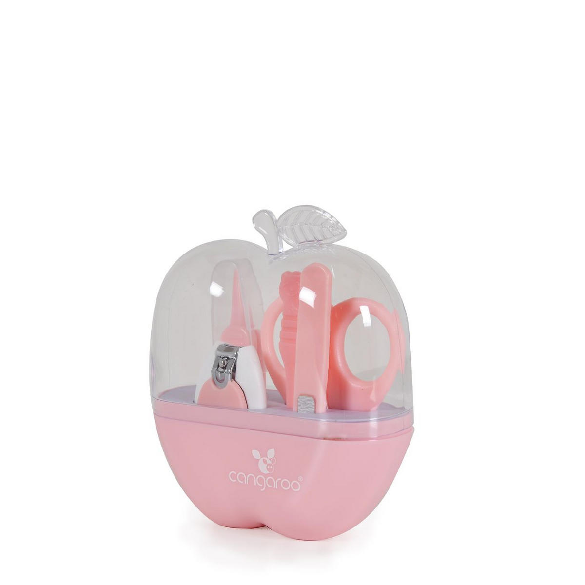 NAGELPFLEGESET Apfel rosa Nagelschere, Nagelknipser, Nagelfeile, Pinzetten, Reiseetui, ab Geburt - Rosa, Metall (10/4cm) - Cangaroo