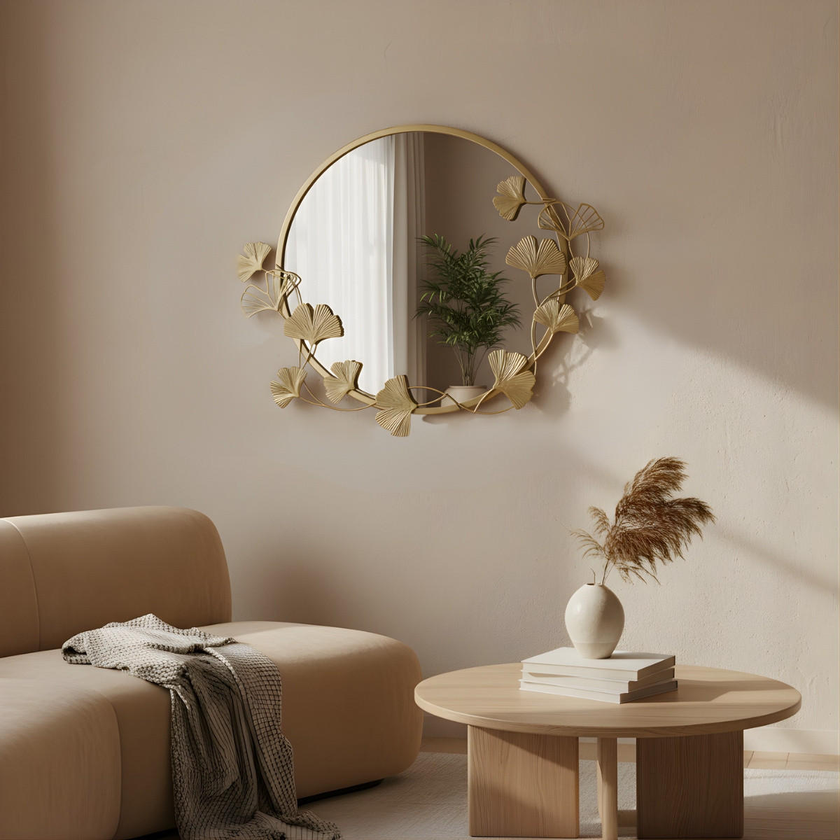 WANDSPIEGEL Sol Ø 50 cm - Goldfarben, Glas (50/50/2cm) - EDAXO