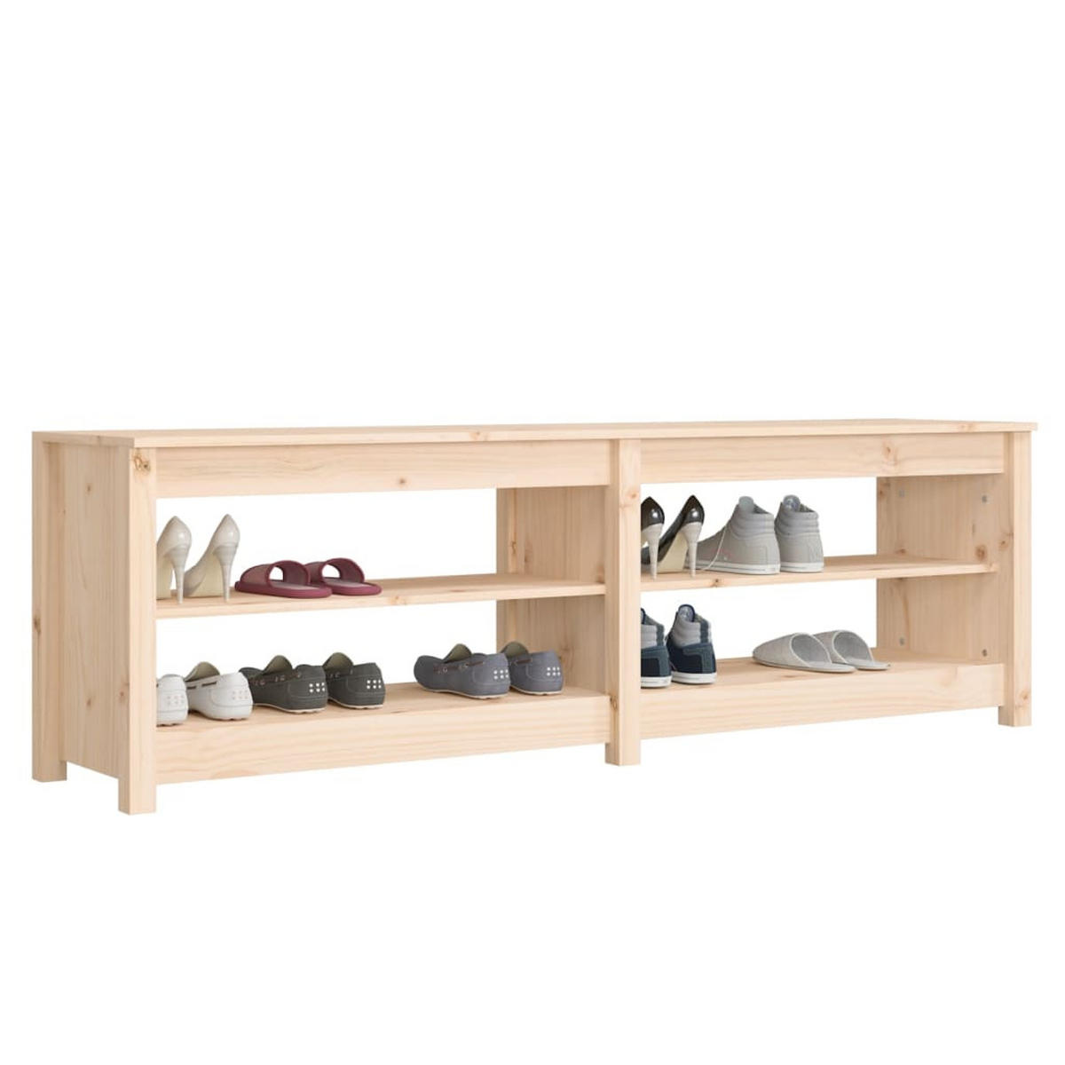 SCHUHBANK 160x36,5x50 cm Massivholz Kiefer - Braun, Holz (160/50/36.5cm) - furnicato