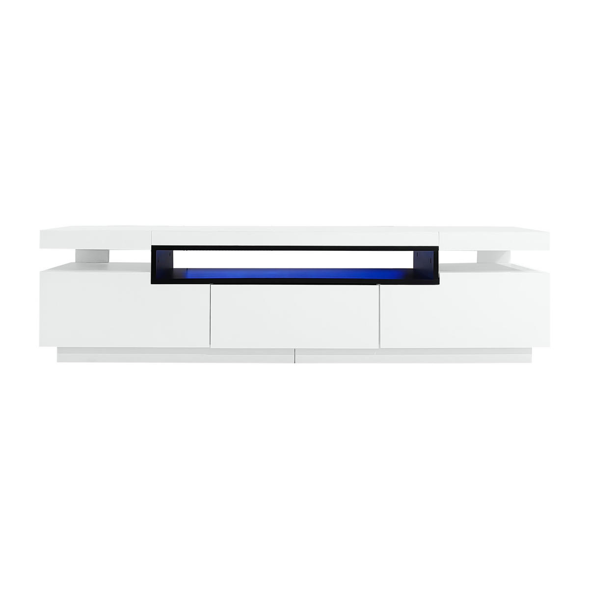 TV-SCHRANK 160/39/42 cm weiß mit 16 Farben LED-Beleuchtung und 3 Schubladen für 70 Zoll Fernseher - Weiß, Holzwerkstoff (160/42/39cm) - OKWISH