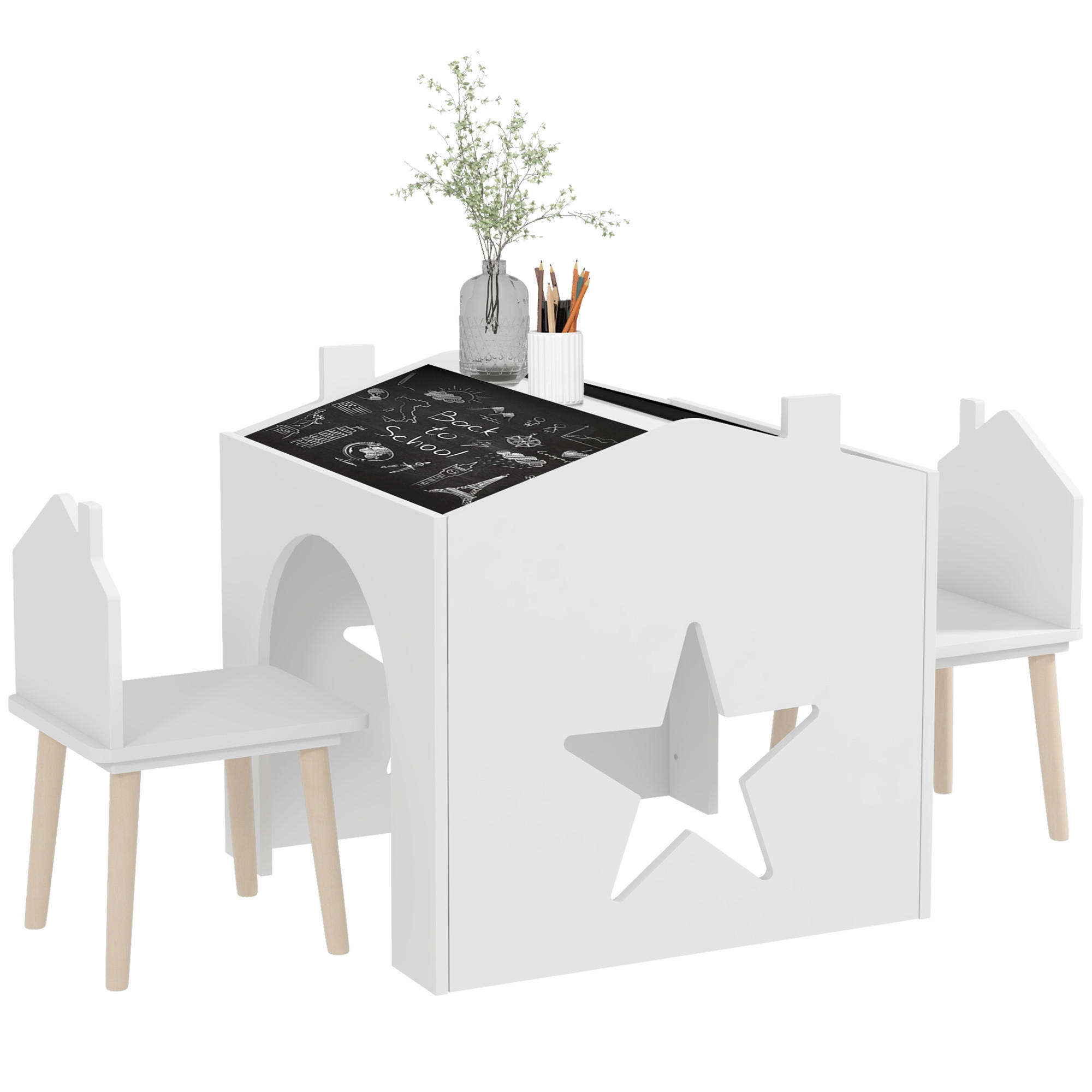KINDERSITZGRUPPE DE-17511 3-teilig mit Tafelplatte Weiß - Weiß, Holzwerkstoff (58/59/61cm) - ComfortXL