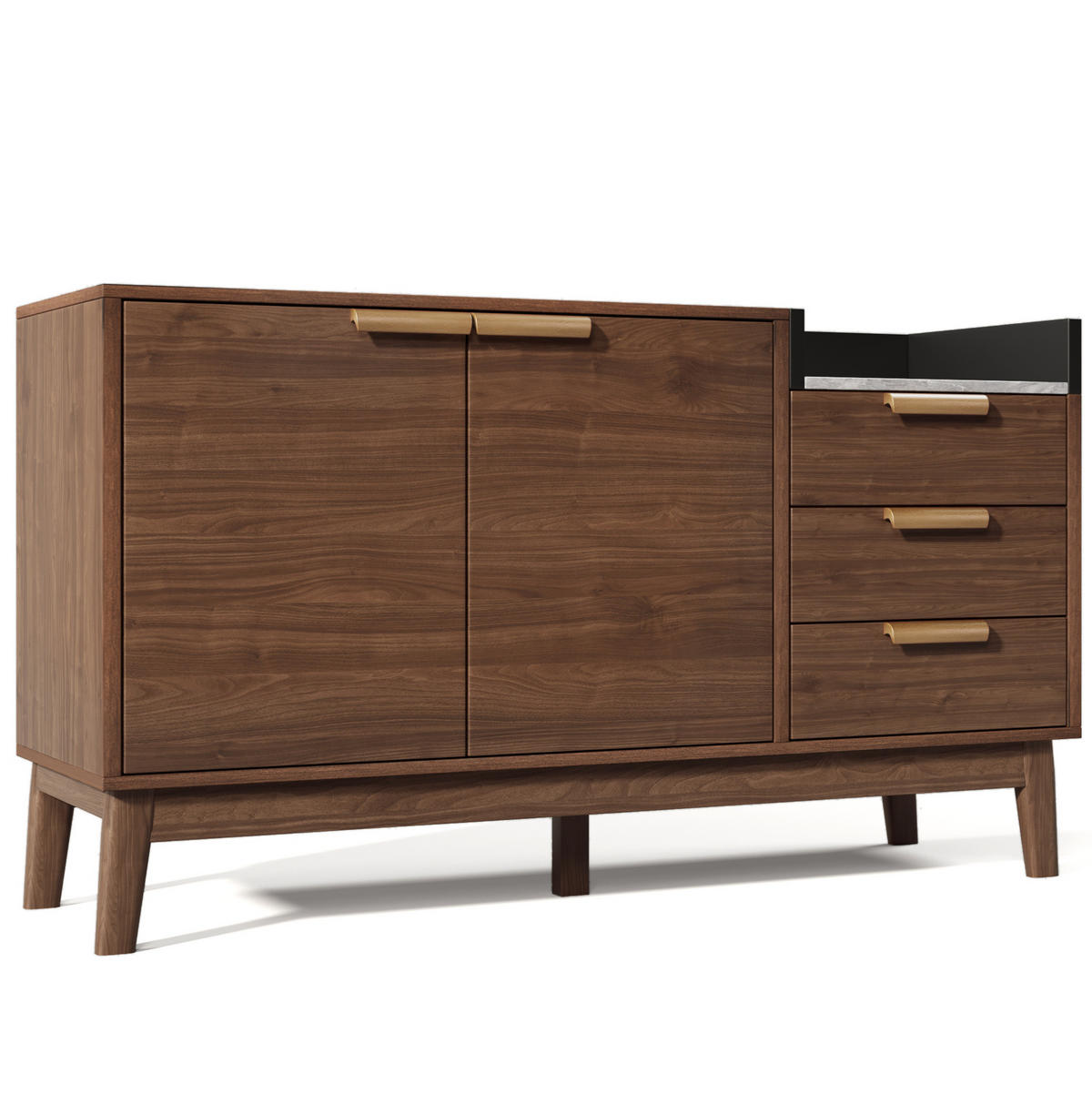 SIDEBOARD 120/77/40 cm Dunkle Eiche aus MDF und Massivholz mit verstellbarem Einlegeboden - Eichefarben, Holzwerkstoff (40/77/120cm) - OKMYHOME