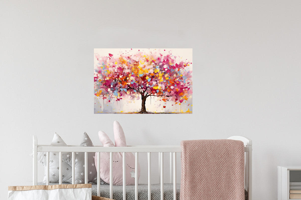 WANDTATTOO Aquarell - Baum - Kunst - Abstrakt 60x40 cm - Multicolor, Kunststoff (60/40/0.1cm) - MuchoWow
