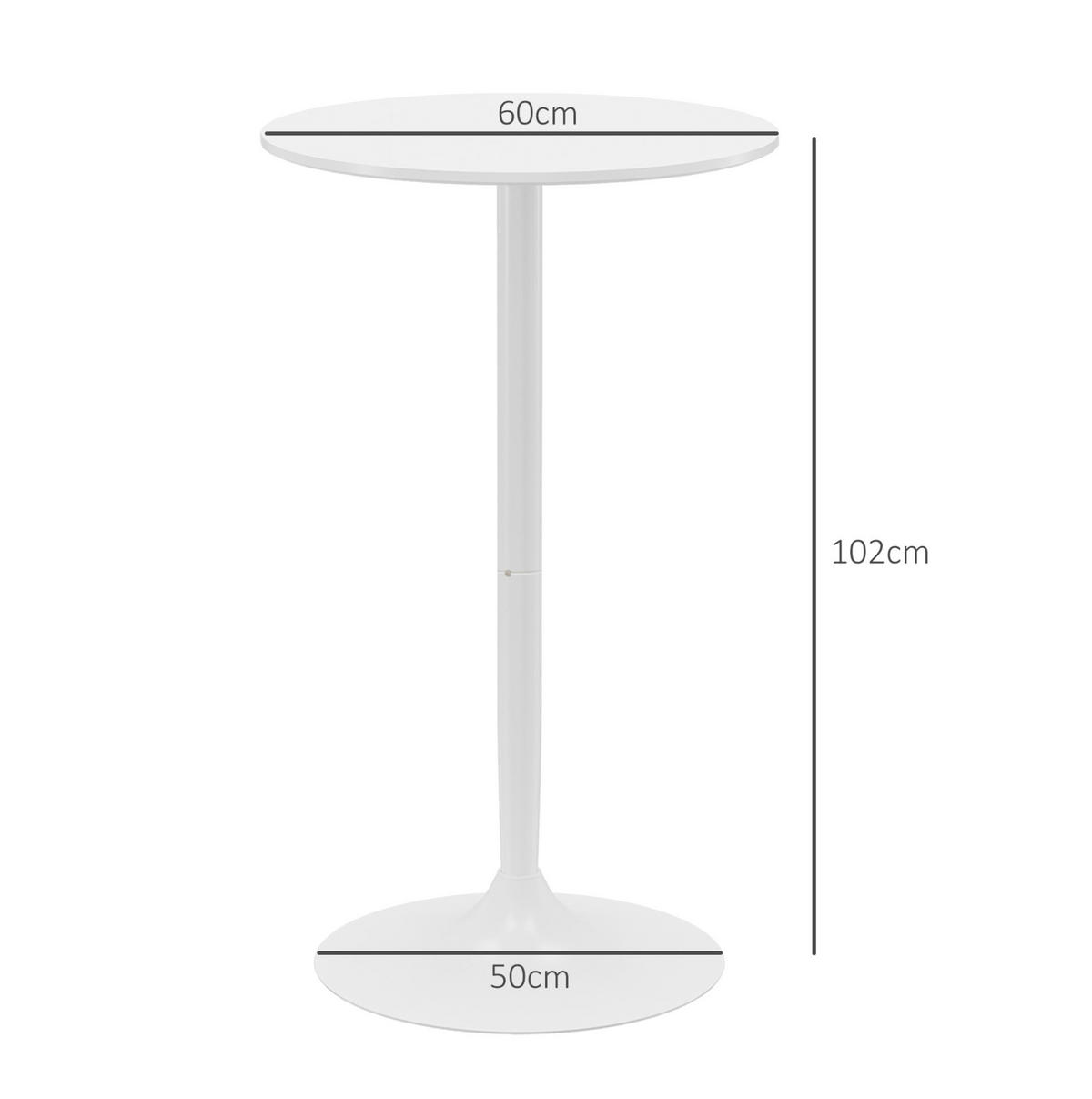 BARTISCH Ø60/102 cm in Weiß mit lackierter MDF-Platte und Stahlgestell - Weiß, Metall (60/60/102cm) - BEAOK