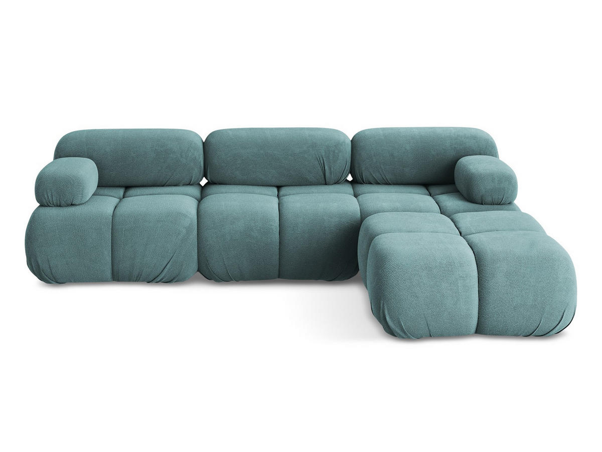 ECKSOFA Beidseitig Chenille Stoff Blau - Blau/Beige, Kunststoff/Textil (285/191cm) - Makamii