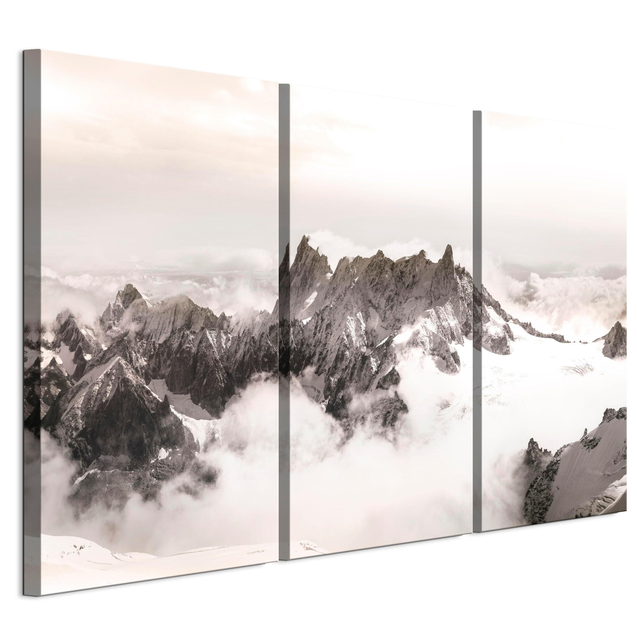 LEINWANDBILD Winter 3-tlg. 120x80 cm - Weiß, Holz (120/80cm) - LUMASOUL