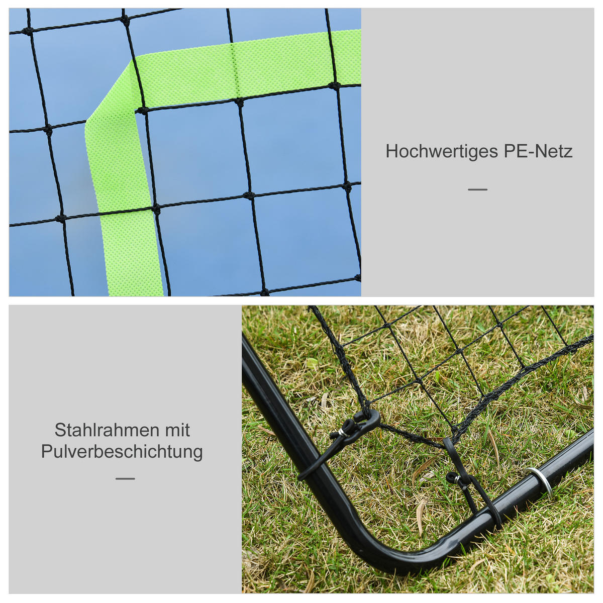 RÜCKPRALLWAND NETZ, Stahl/PE, Schwarz, 75x126cm - Schwarz, Metall (80/90cm) - HOMCOM
