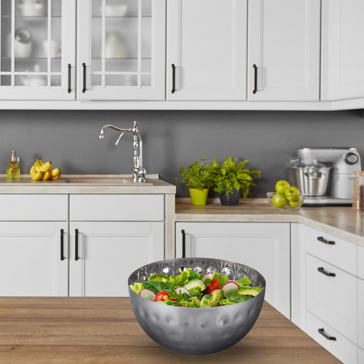 SERVIERSCHÜSSEL - Silberfarben, Metall (25/25/12.5cm) - Relaxdays