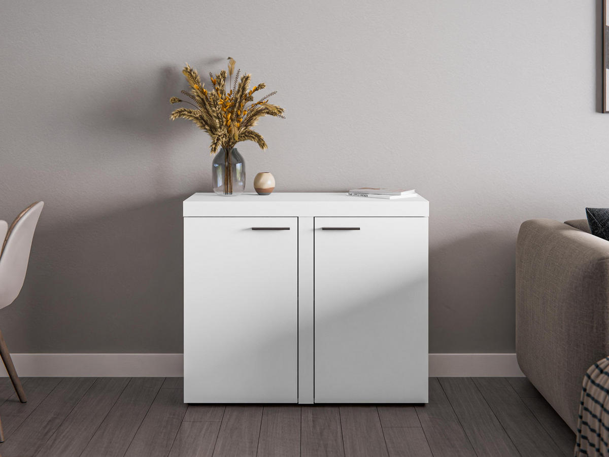 SIDEBOARD Spacoro 2D Weiß 97,2/82/40,3 cm – Schmale Kommode Eleganz für Ihr Zuhause - Weiß, Holzwerkstoff/Kunststoff (97/82/40cm) - AX Living