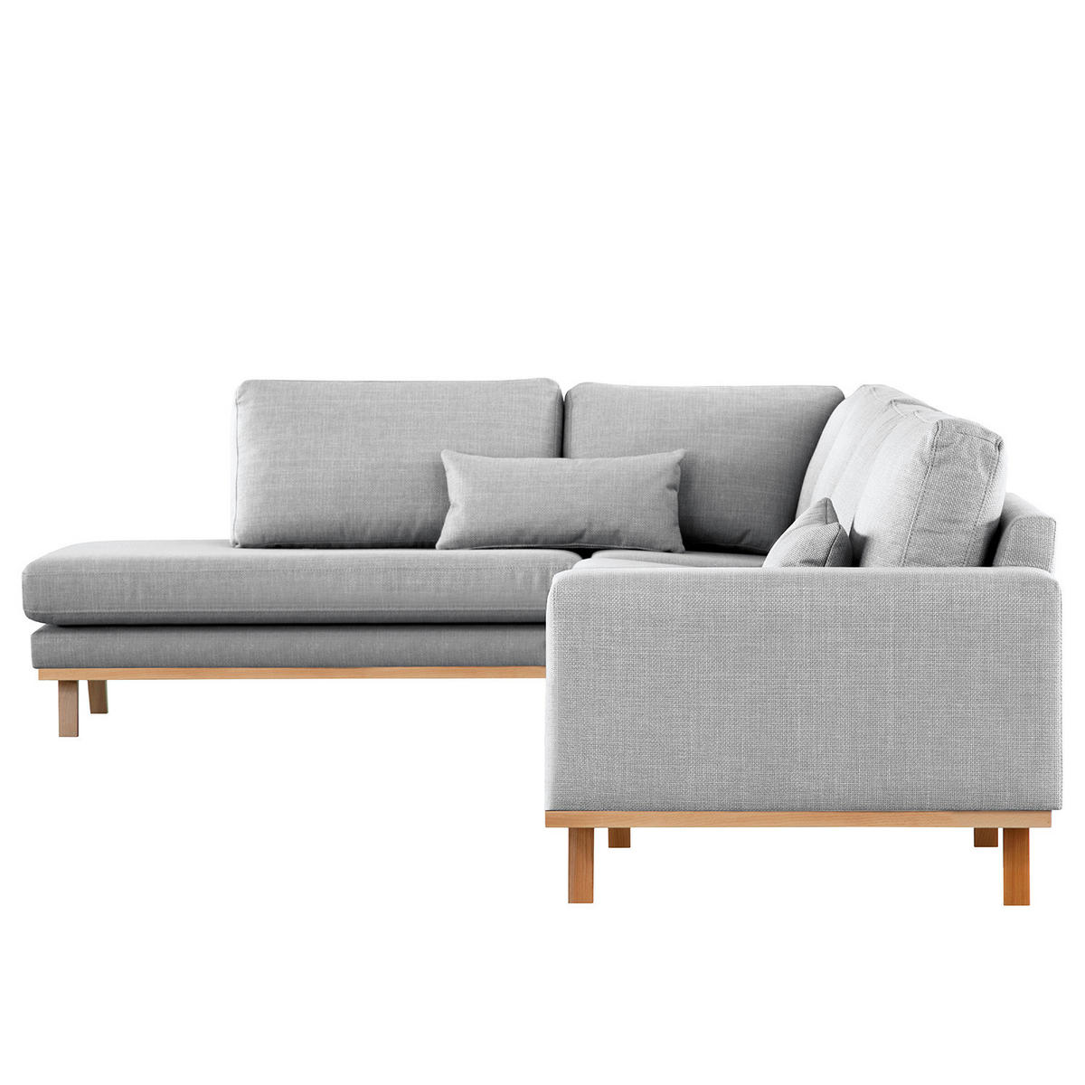 ECKSOFA mit Ottomane - Buchefarben/Hellgrau, Buchenholz/Textil (287/219cm) - home24