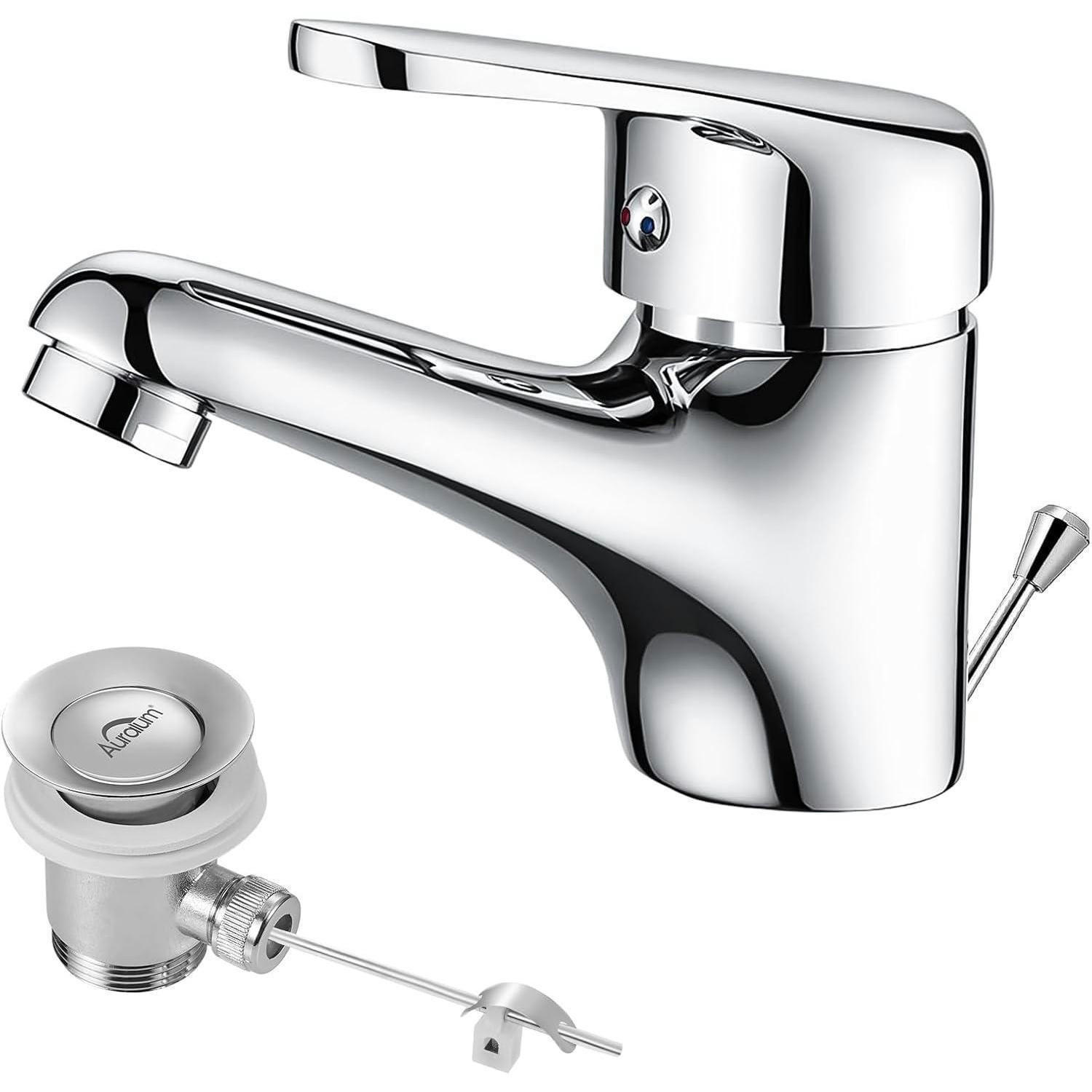 WASCHTISCHARMATUR mit Zugstange Chrom - Silberfarben, Metall (21/7/31cm)