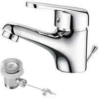 WASCHTISCHARMATUR mit Zugstange Chrom - Silberfarben, Metall (21/7/31cm)