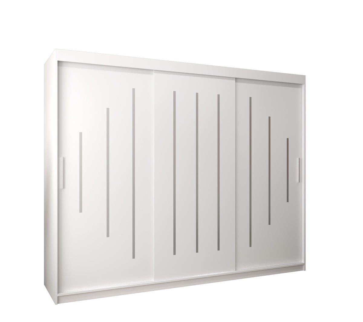 SCHWEBETÜRENSCHRANK 200/250/62 3-türig - Silberfarben/Weiß, Holz/Kunststoff (250/200/62cm) - Abiks Möbel