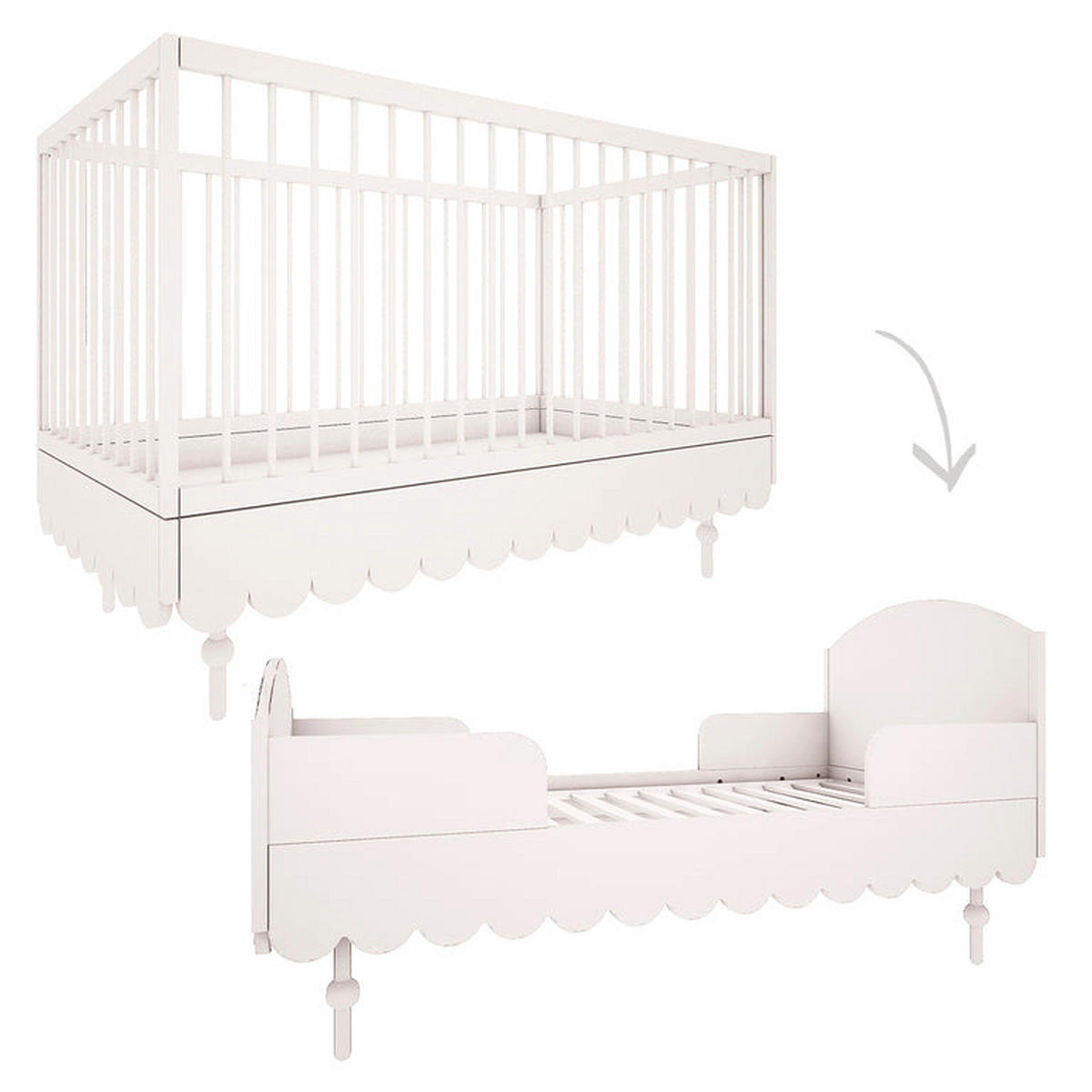 SOBA ZA BEBE 2-dijelniBabushka Bijeli - bijela, drvni materijal (145/99/75cm) - Petits-meubles