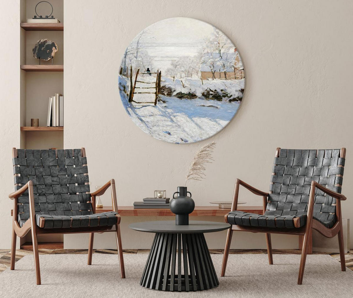 RUNDES BILD Grau 40/40 cm - Braun/Grau, Textil (40/40cm) - KUNSTLOFT