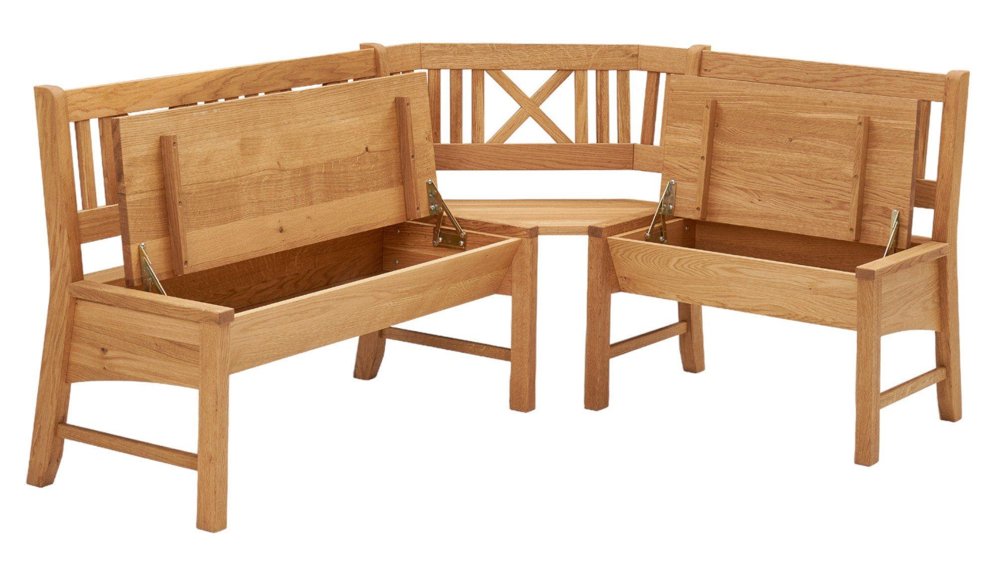 ECKBANK Delbin 139 x 179 x 87 Massivholz Wildeiche geölt/Weinrot - Wildeiche/Rot, Holz (179/139cm) - 58aufmkessel